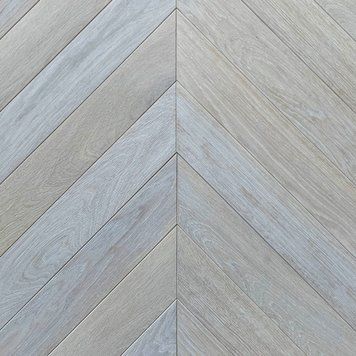 Parquet board, Chevron, Oak, select grade, &ldquo;White Frost&rdquo; 15x90x600 mm