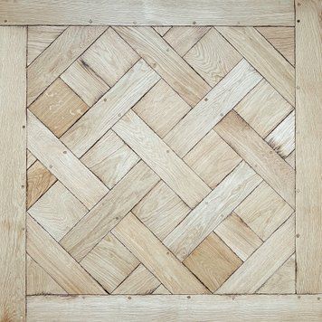 Solid Oak Versailles Flooring, "Fire Kissed" Edition with Decorative Pins, 15x1000x1000 mm